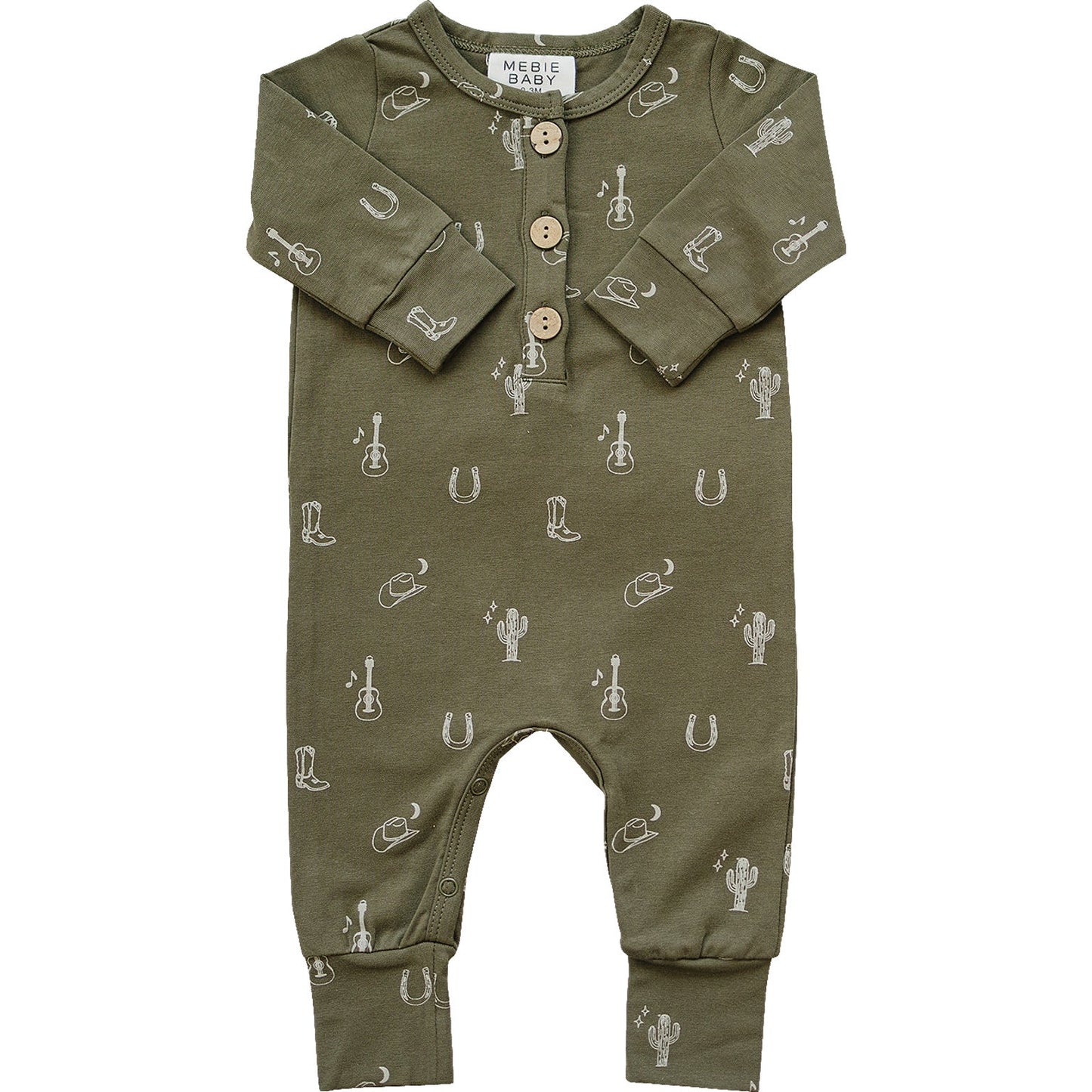 Mebie Baby Nashville Long Sleeve Button Romper