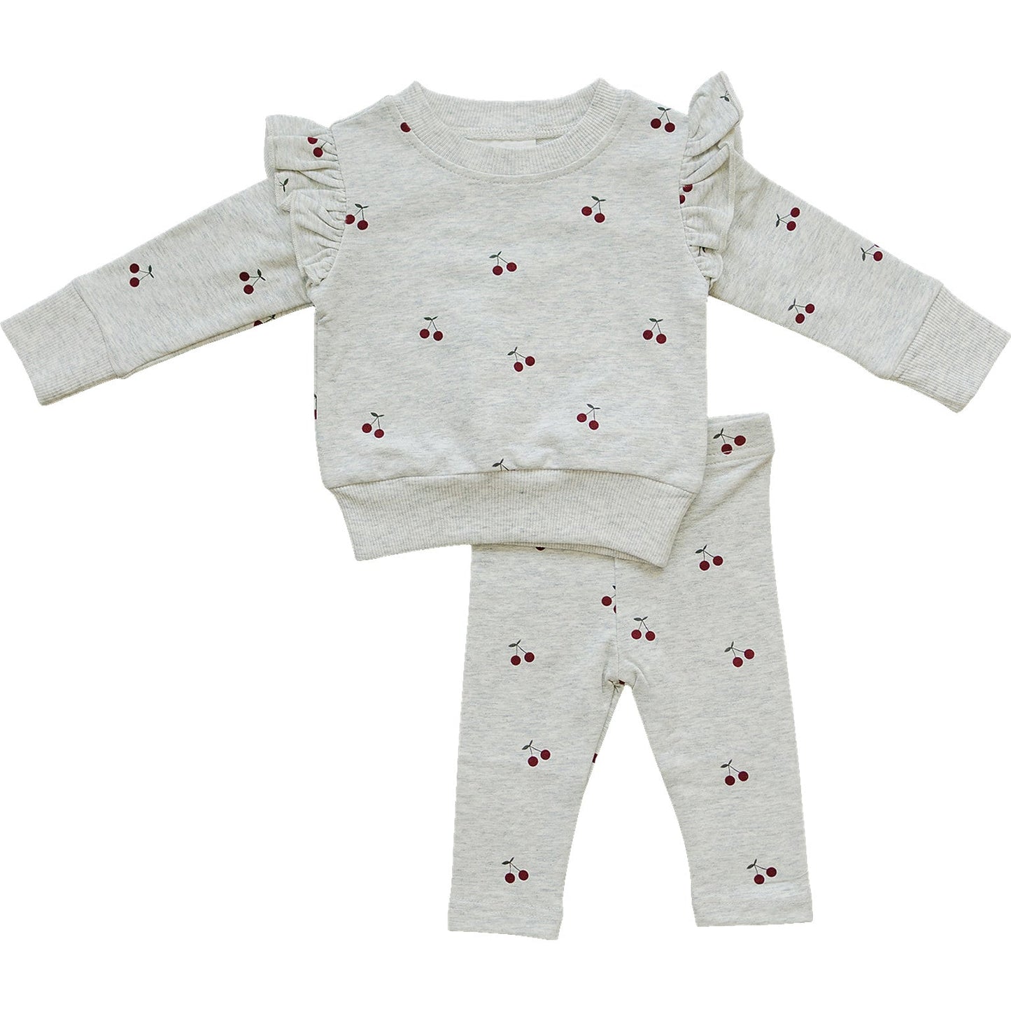 Mebie Baby Cherry Ruffle French Terry Set