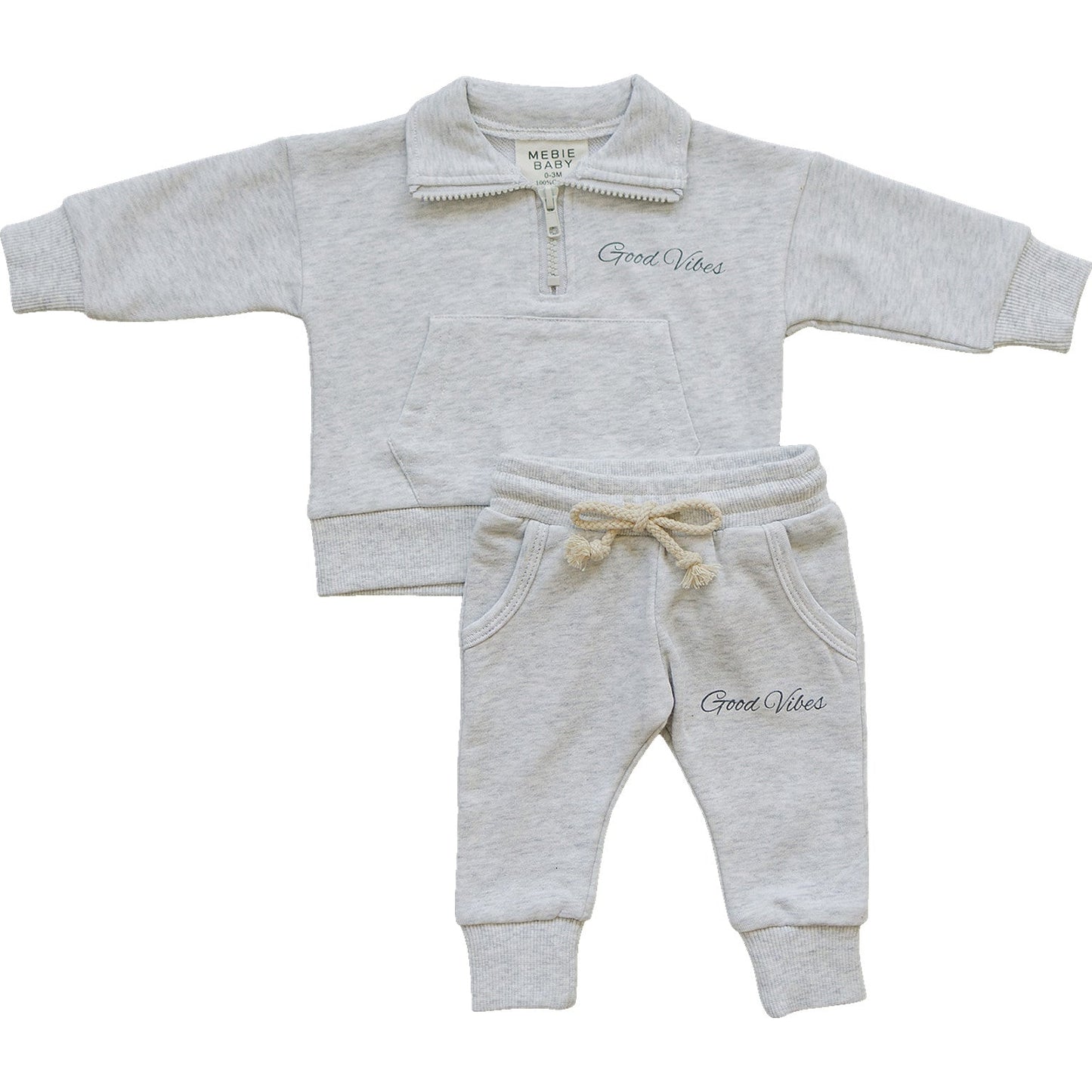 Mebie Baby Good Vibes Quarter Zip French Terry Set