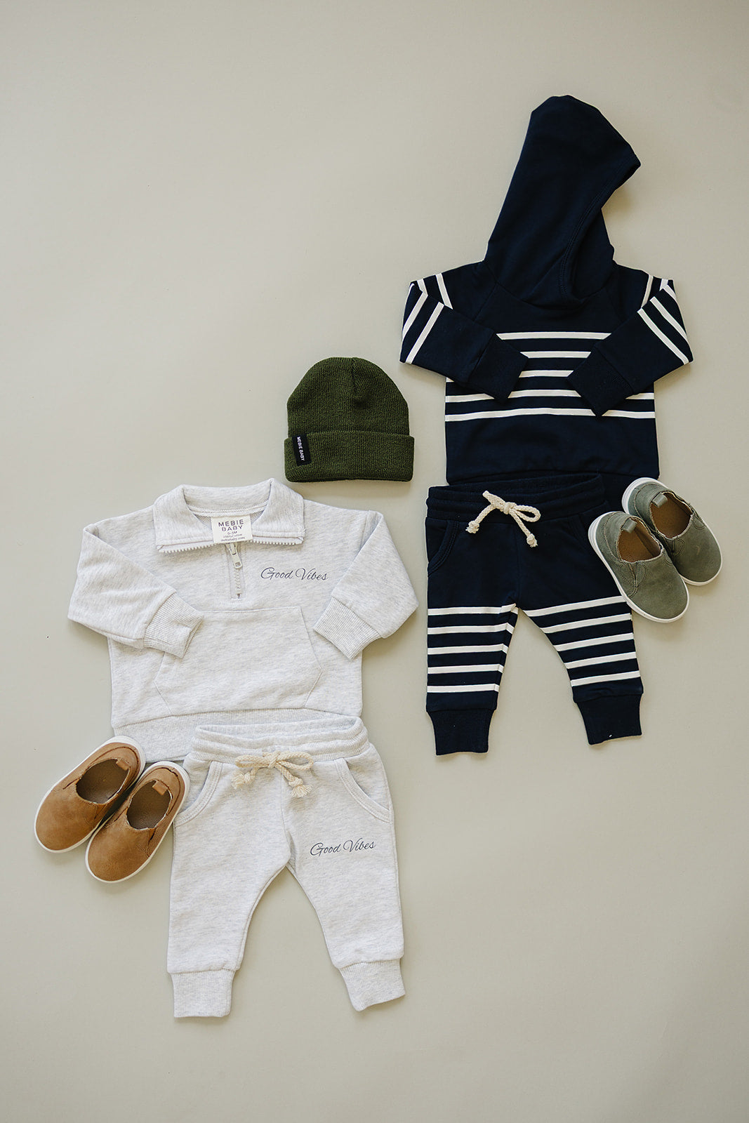 Mebie Baby Good Vibes Quarter Zip French Terry Set