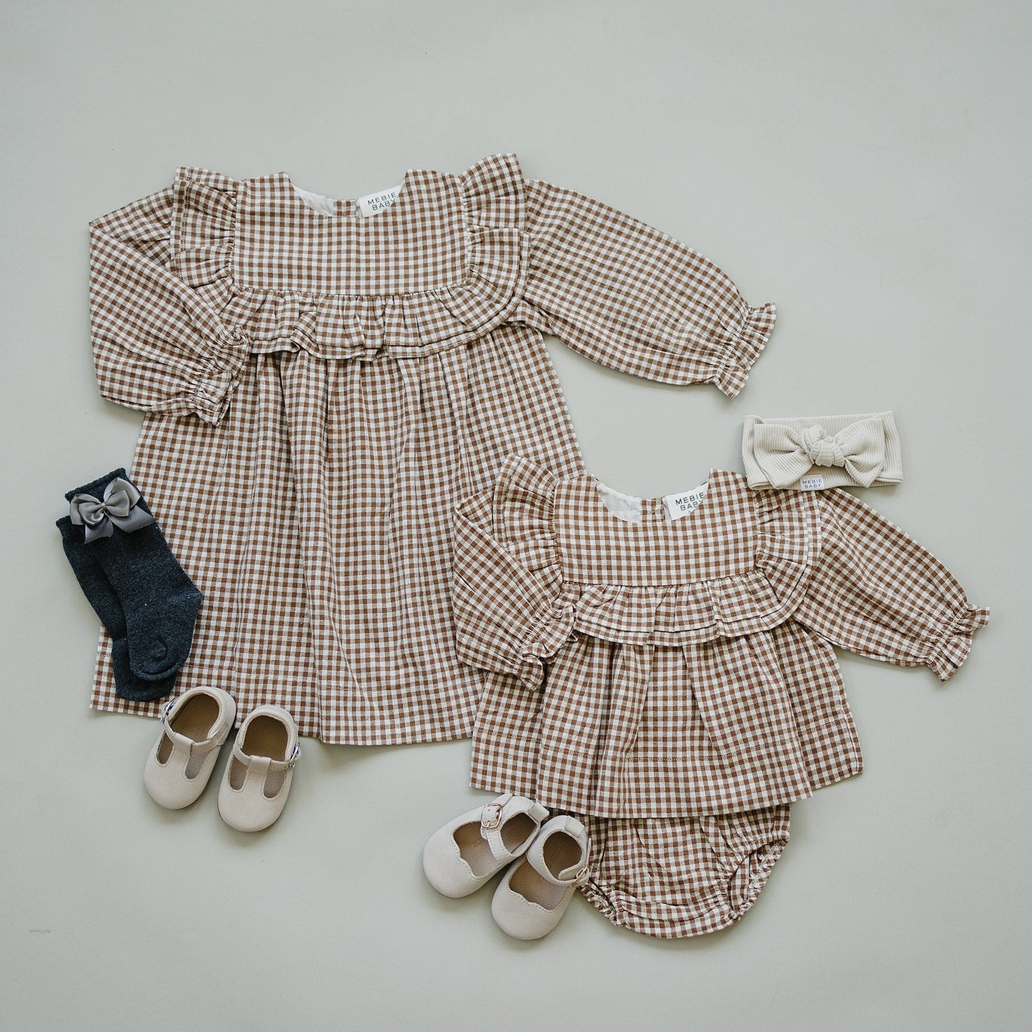 Mebie Baby Gingham Ruffle Bloomer Set