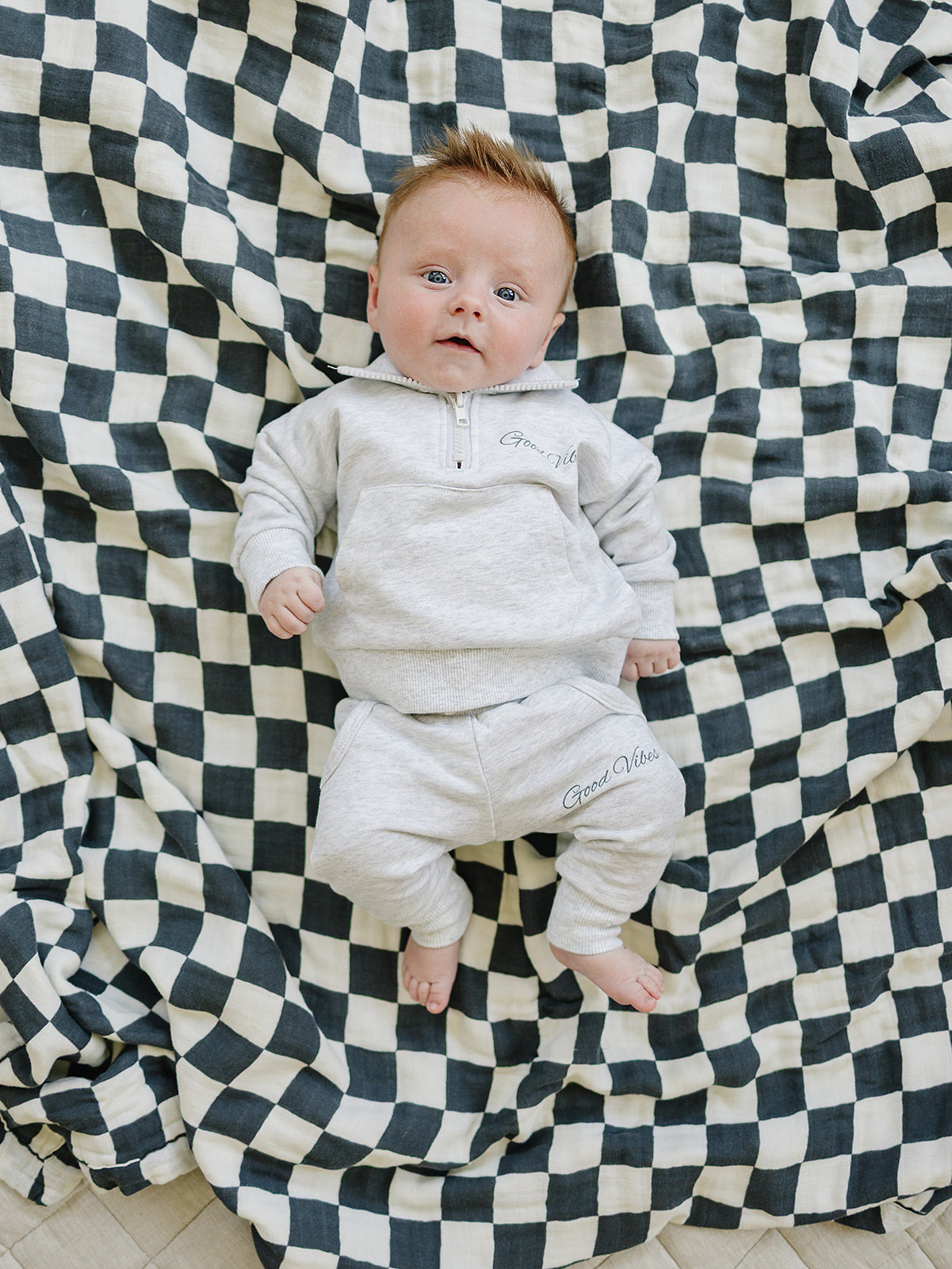 Mebie Baby Good Vibes Quarter Zip French Terry Set