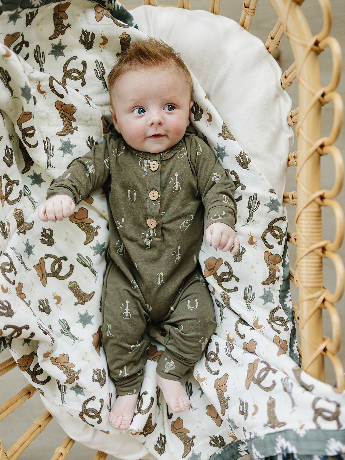Mebie Baby Nashville Long Sleeve Button Romper