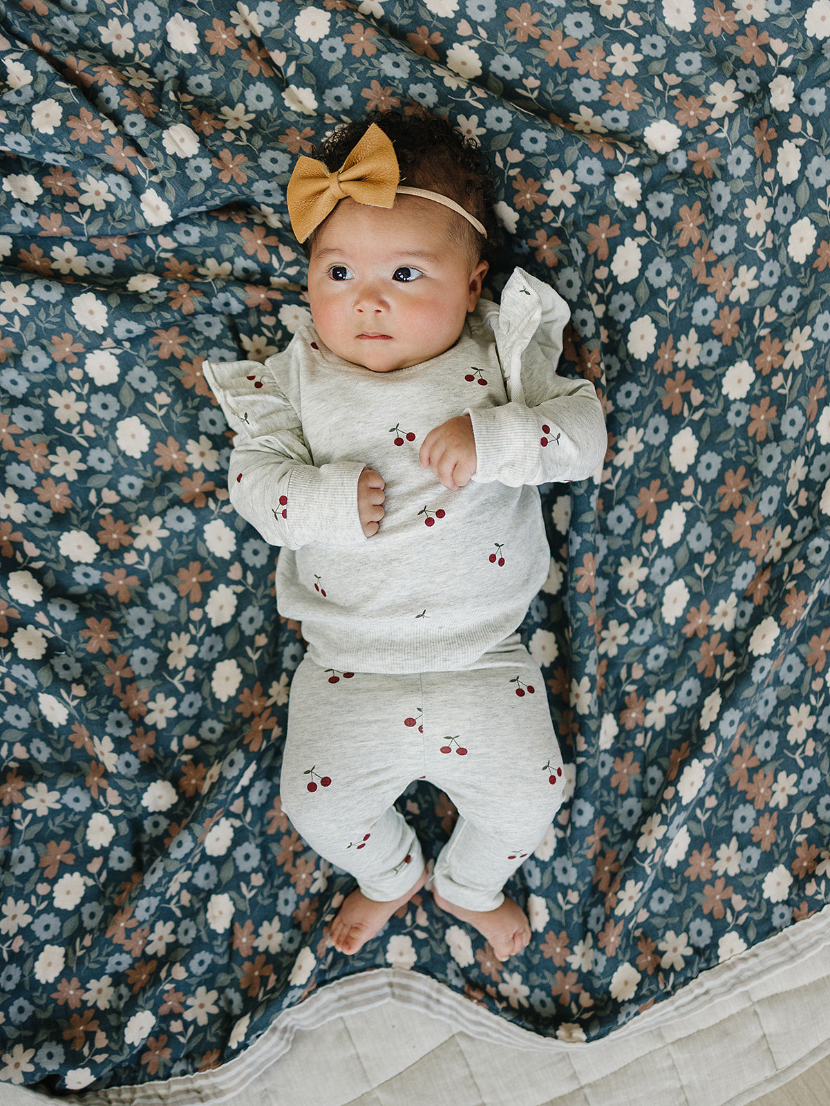 Mebie Baby Cherry Ruffle French Terry Set