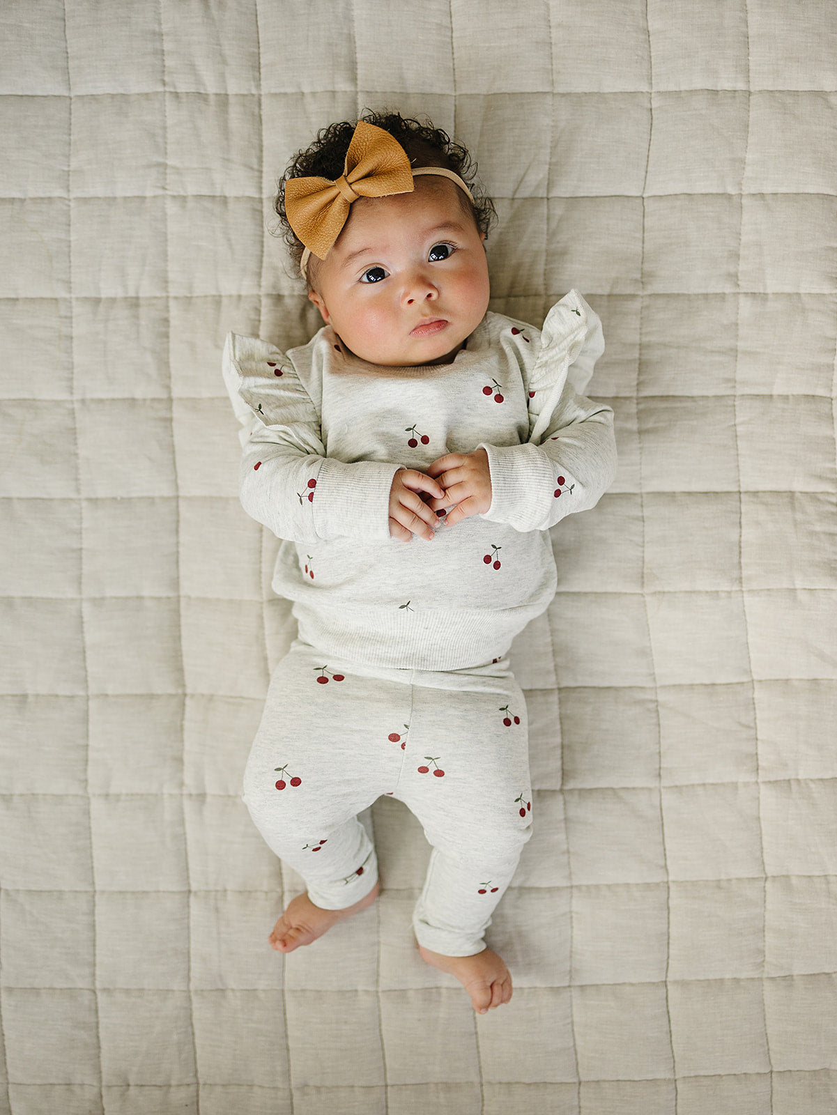 Mebie Baby Cherry Ruffle French Terry Set
