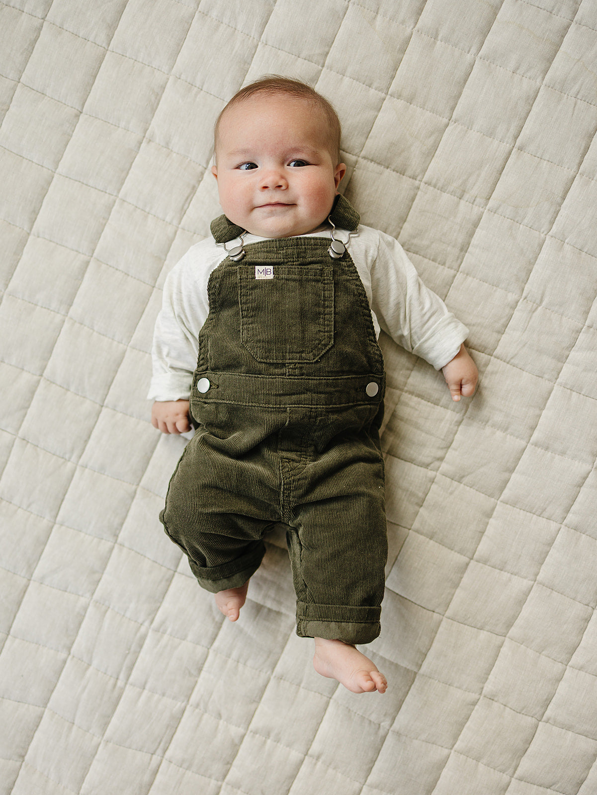 Mebie Baby Green Corduroy Overalls