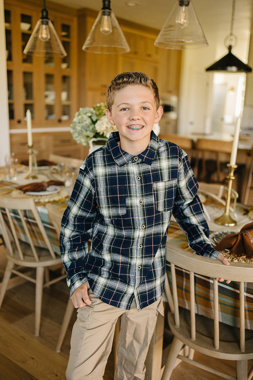 Mebie Baby Navy Plaid Button Up Shirt