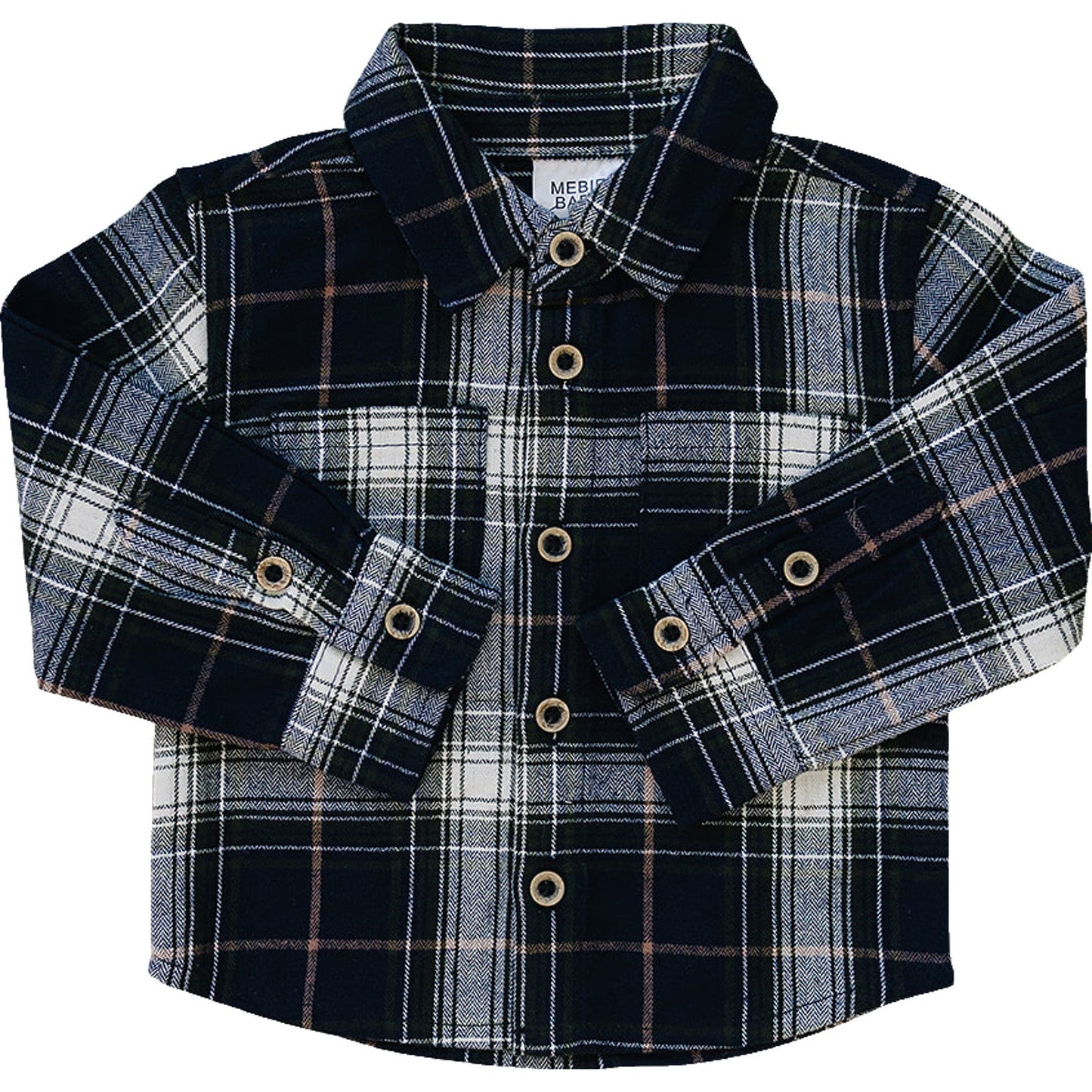 Mebie Baby Navy Plaid Button Up Shirt