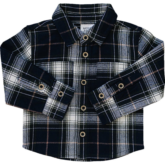 Mebie Baby Navy Plaid Button Up Shirt