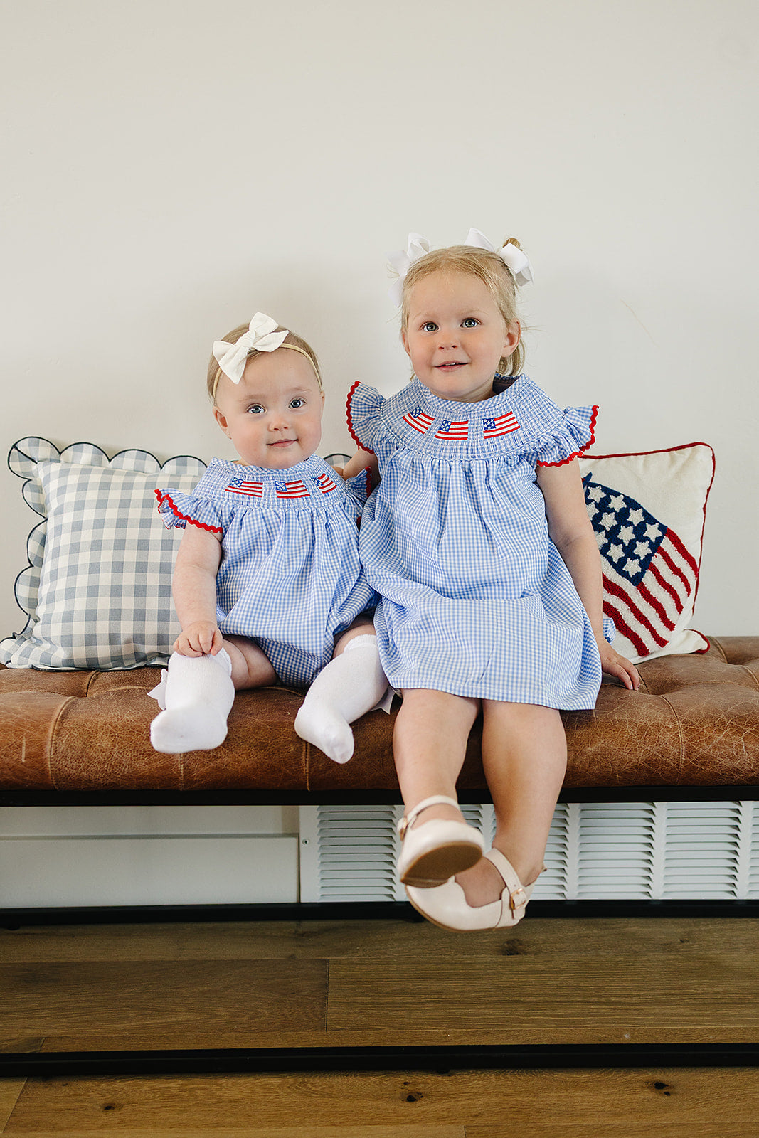 Mebie Baby Gingham Smocked Bubble Romper