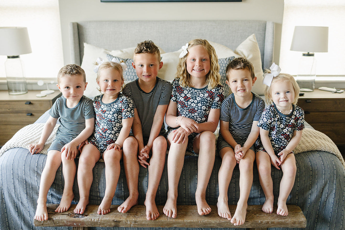 Mebie Baby Americana Floral Ribbed Short Set