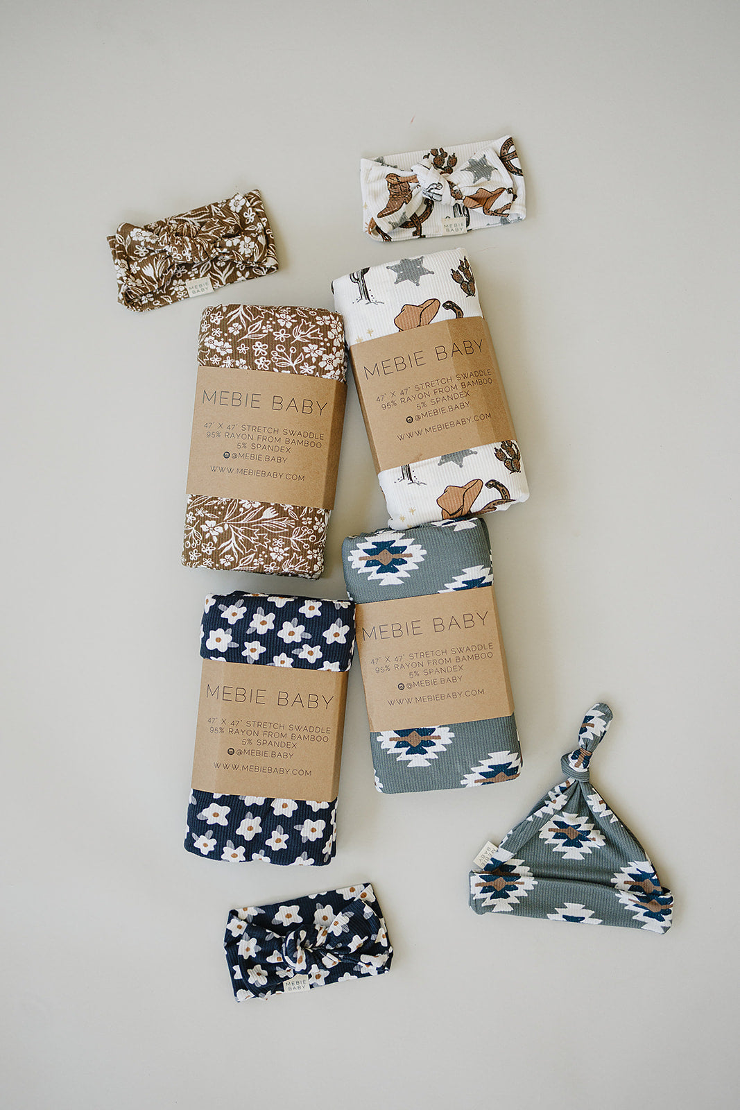Mebie Baby Bamboo Head Wrap - Navy Daisy