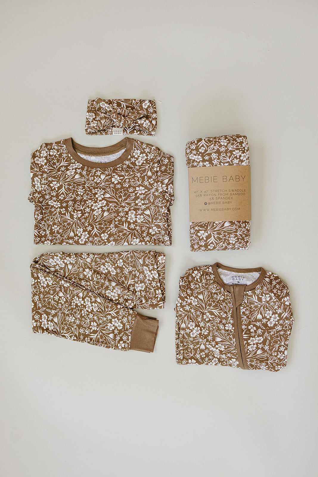 Mebie Baby Bamboo Romper - Brown Floral