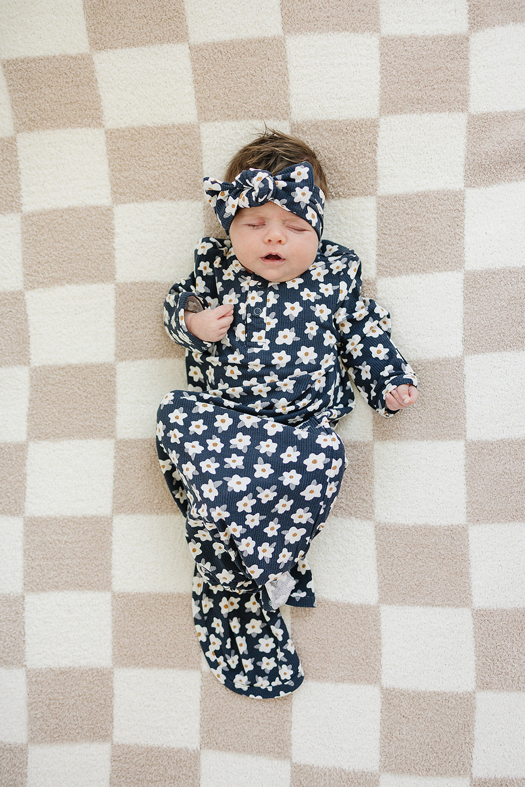 Mebie Baby Bamboo Head Wrap - Navy Daisy