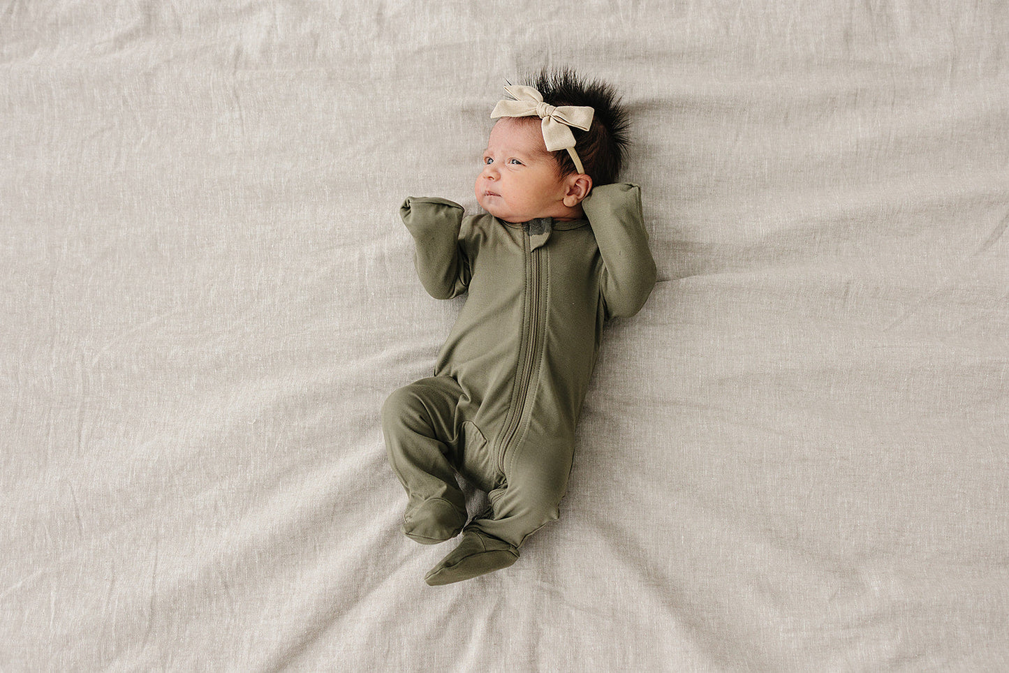 Mebie Baby Bamboo Footed Romper - Olive