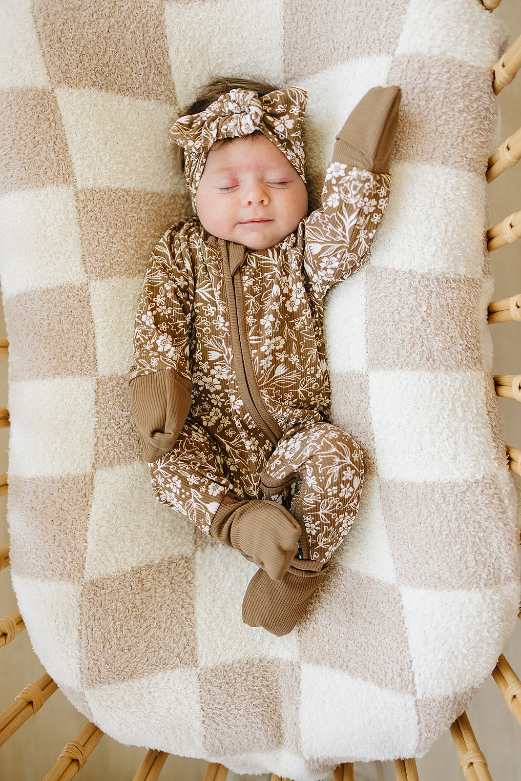Mebie Baby Bamboo Head Wrap - Brown Floral