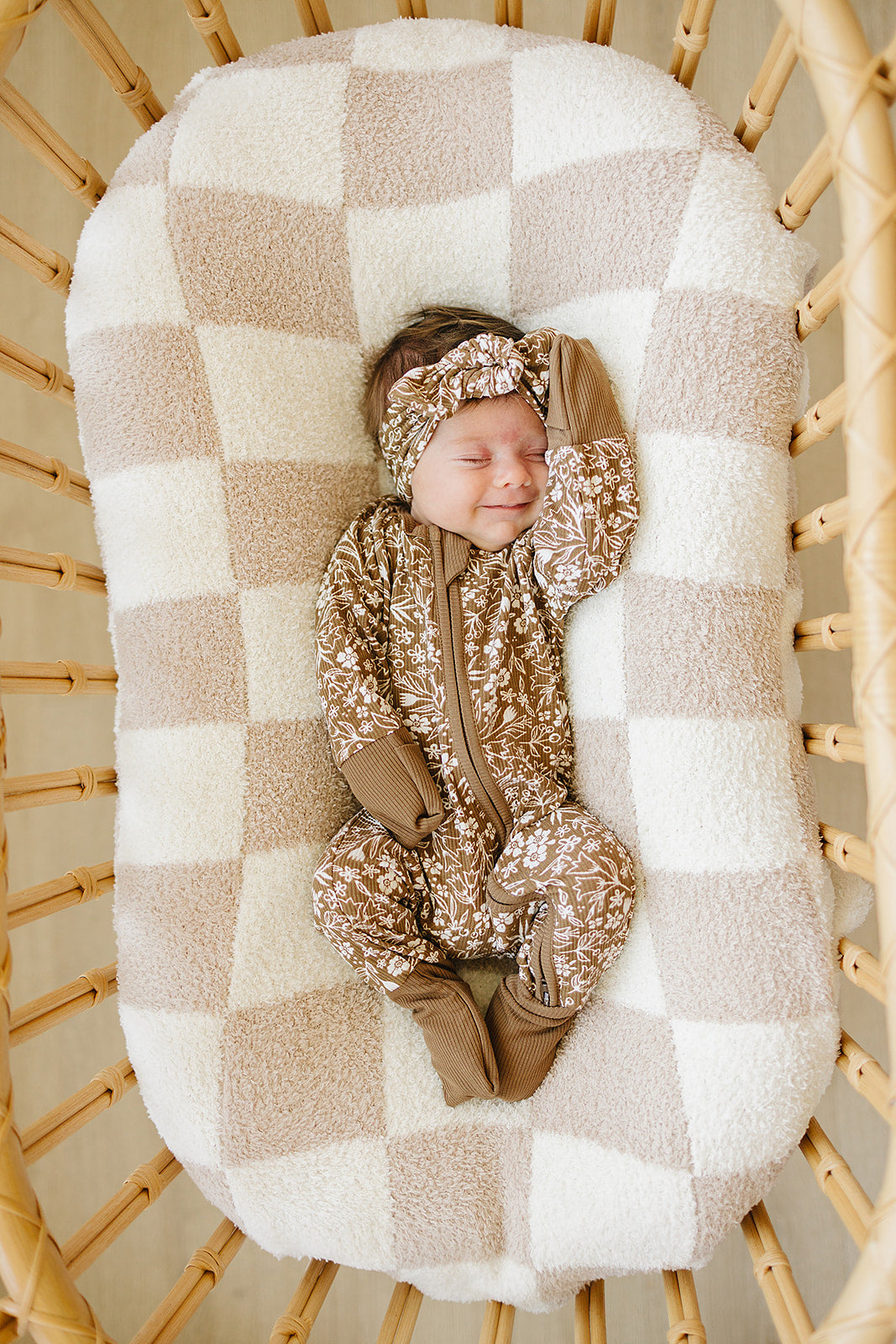Mebie Baby Bamboo Romper - Brown Floral