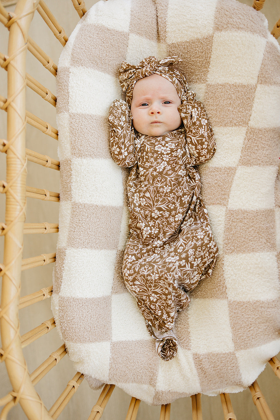 Mebie Baby Bamboo Knot Gown - Brown Floral