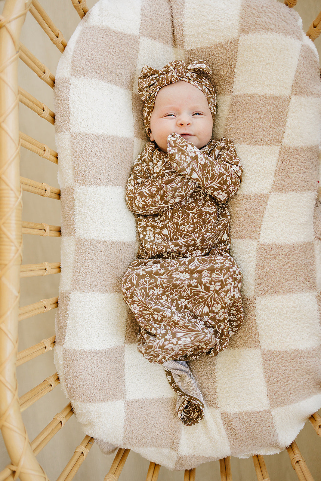 Mebie Baby Bamboo Head Wrap - Brown Floral