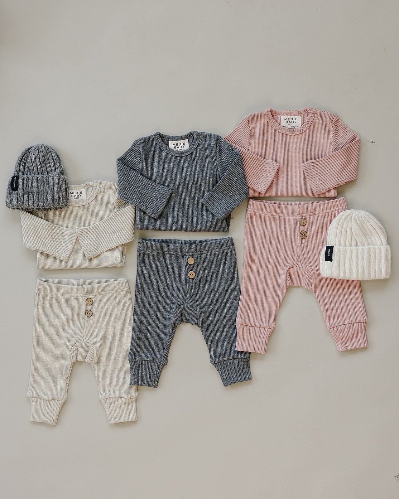 Mebie Baby Charcoal Bodysuit Waffle Set