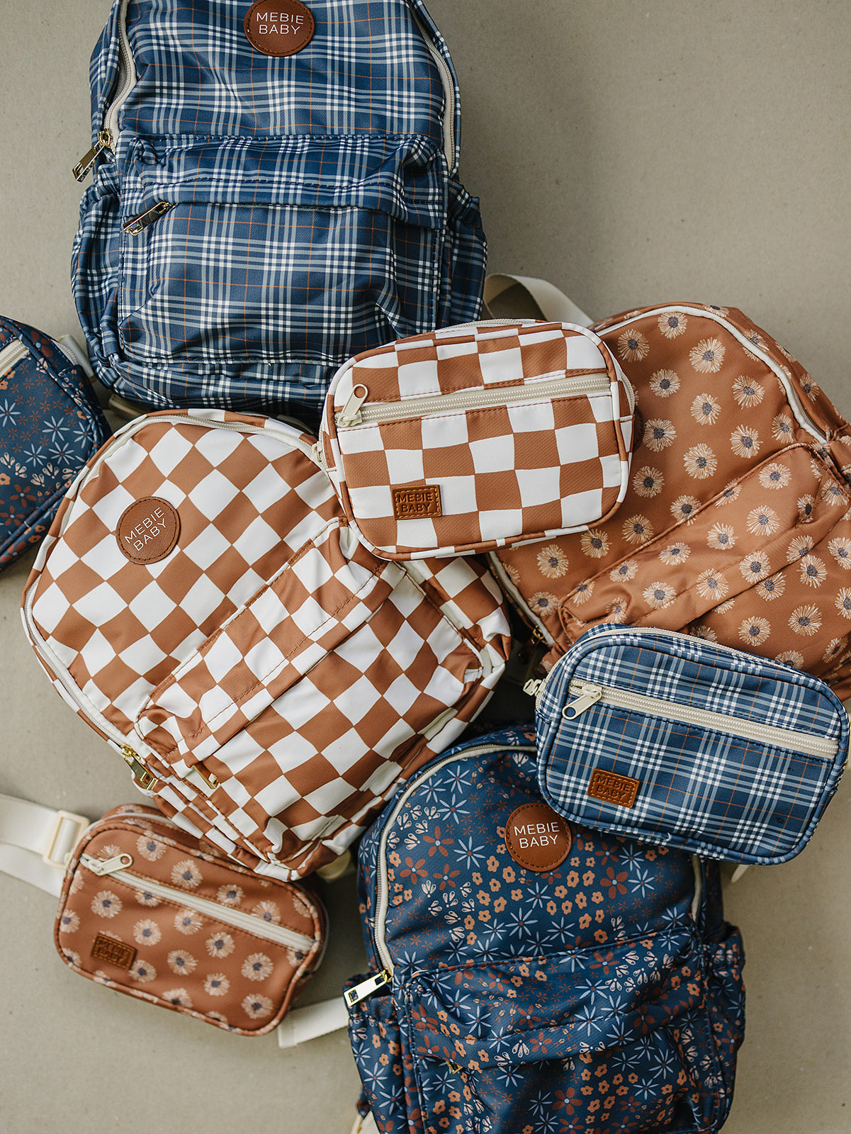 Mebie Baby Mini Fanny Pack - Rust Wavy Checkered