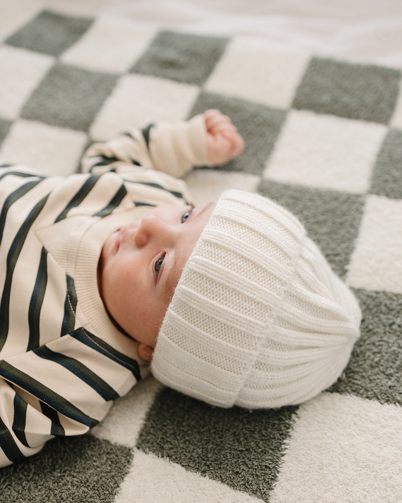 Mebie Baby White Chunky Knit Beanie