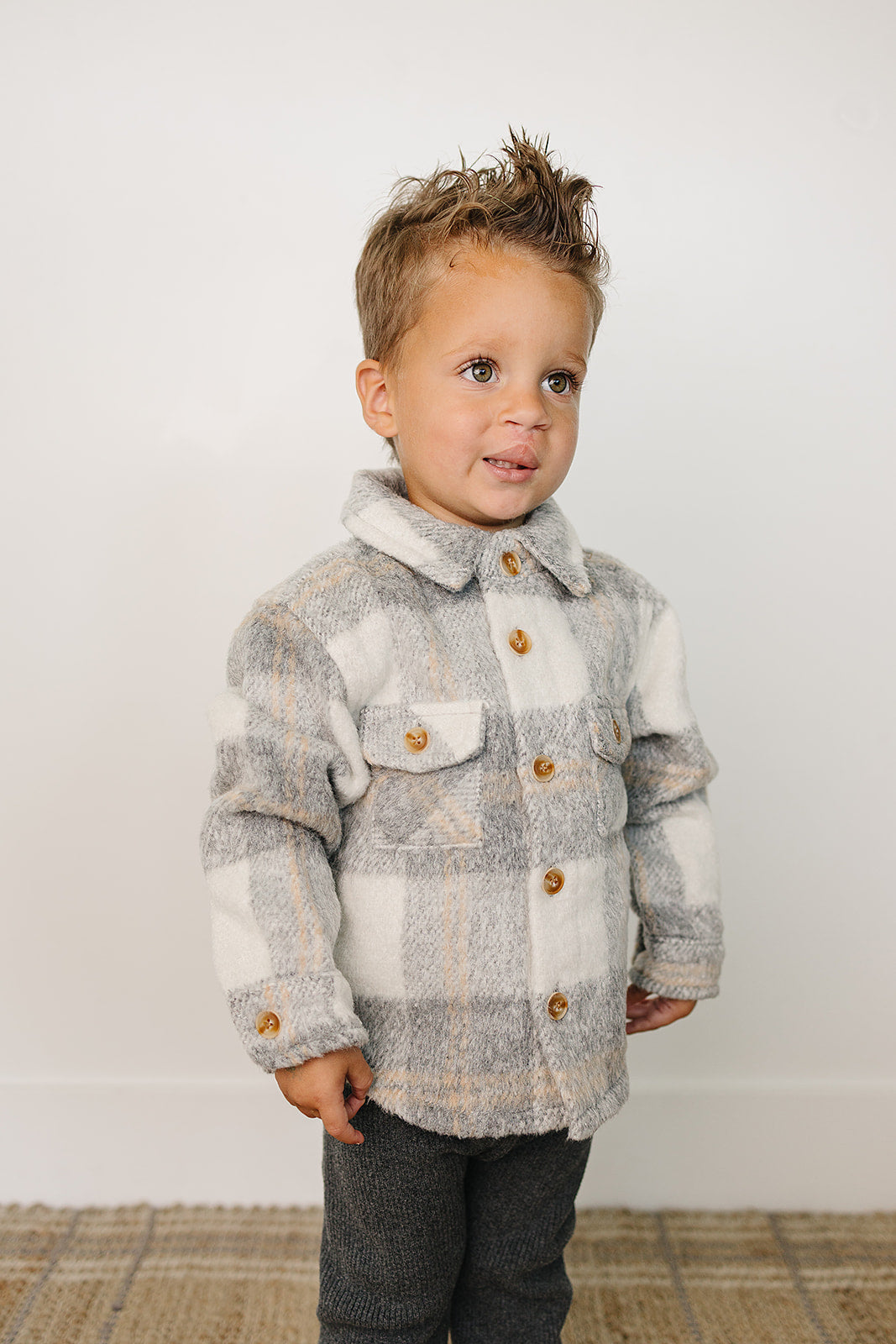 Mebie Baby Grey Plaid Shacket