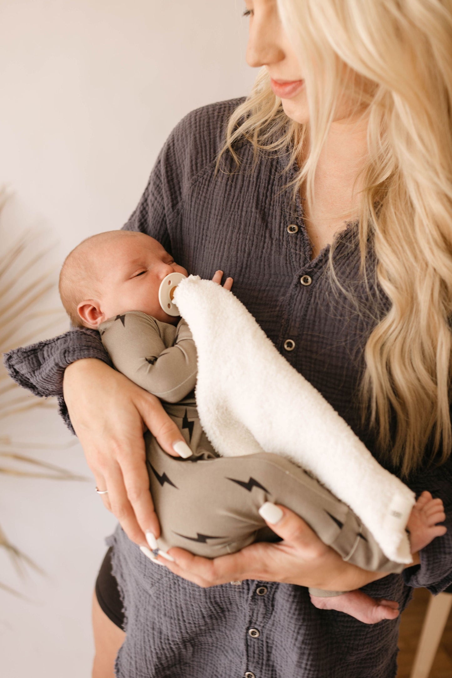 Forever French Bamboo Zip Pajamas - Brown & Black Lightning Bolt