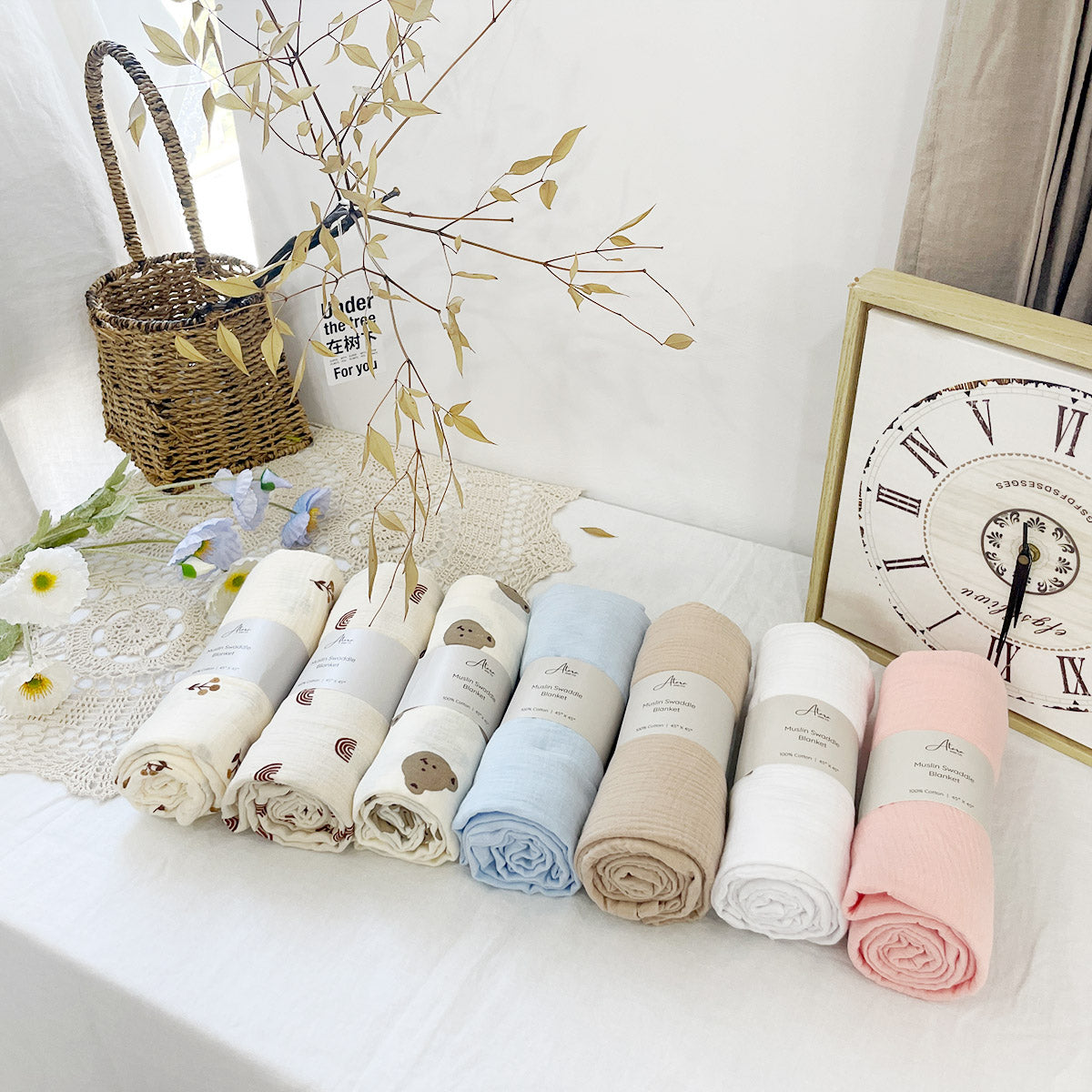 Muslin Baby Swaddle Blanket - Rainbows