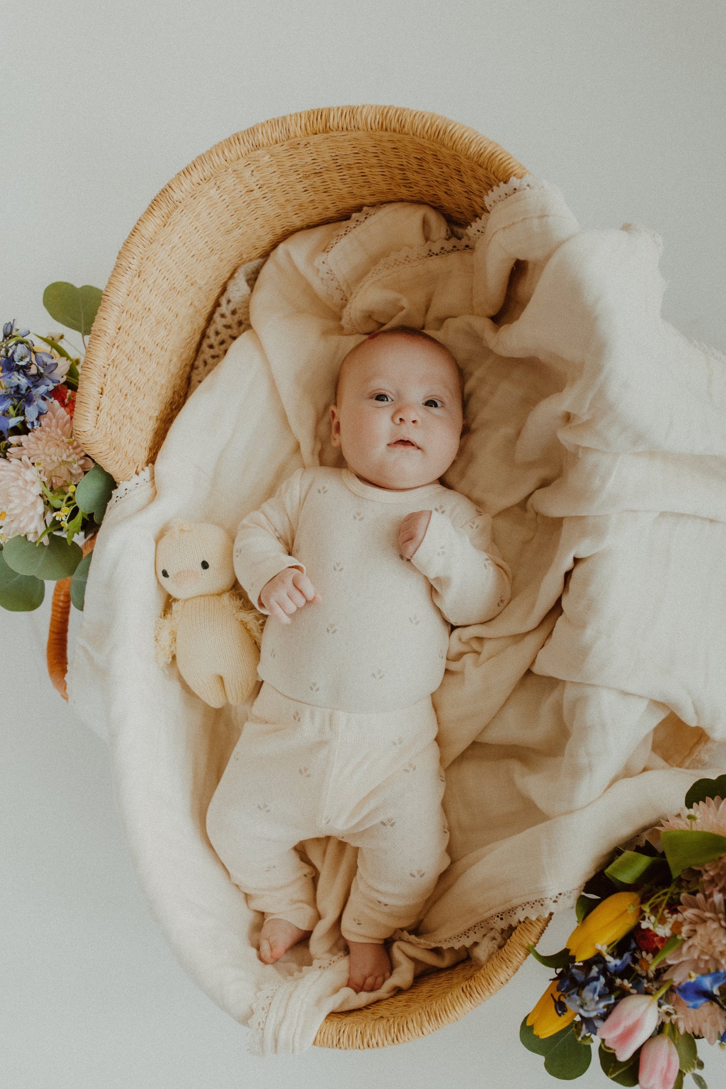 Mebie Baby Cream Tulip Pointelle Set