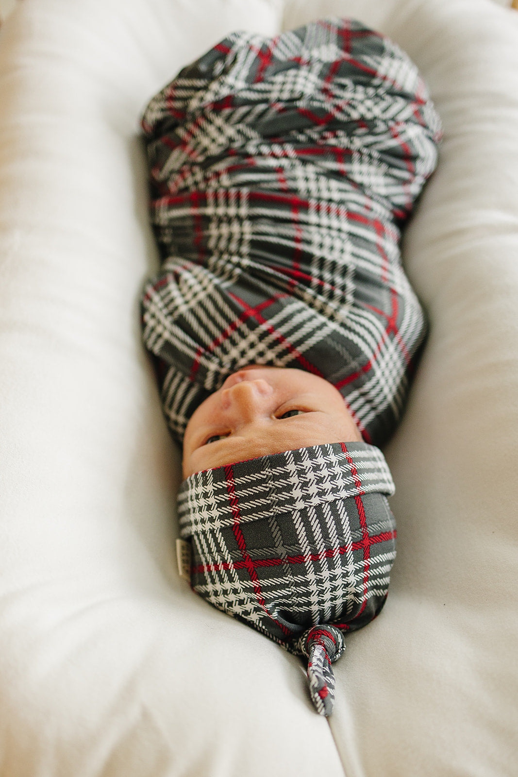 Mebie Baby Newborn Knot Hat - Green Plaid