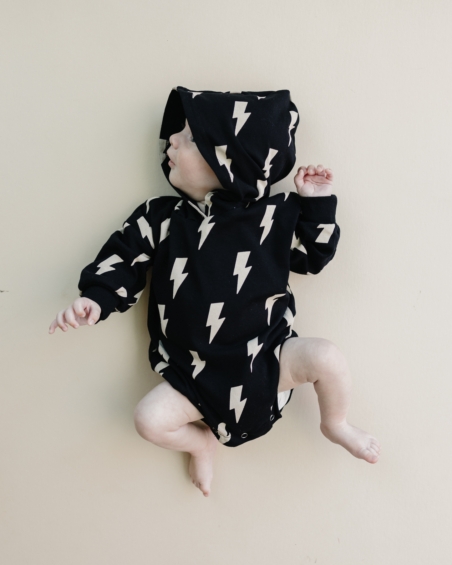 LPK Hooded Bubble Romper - Black Bolts - Atara & Co