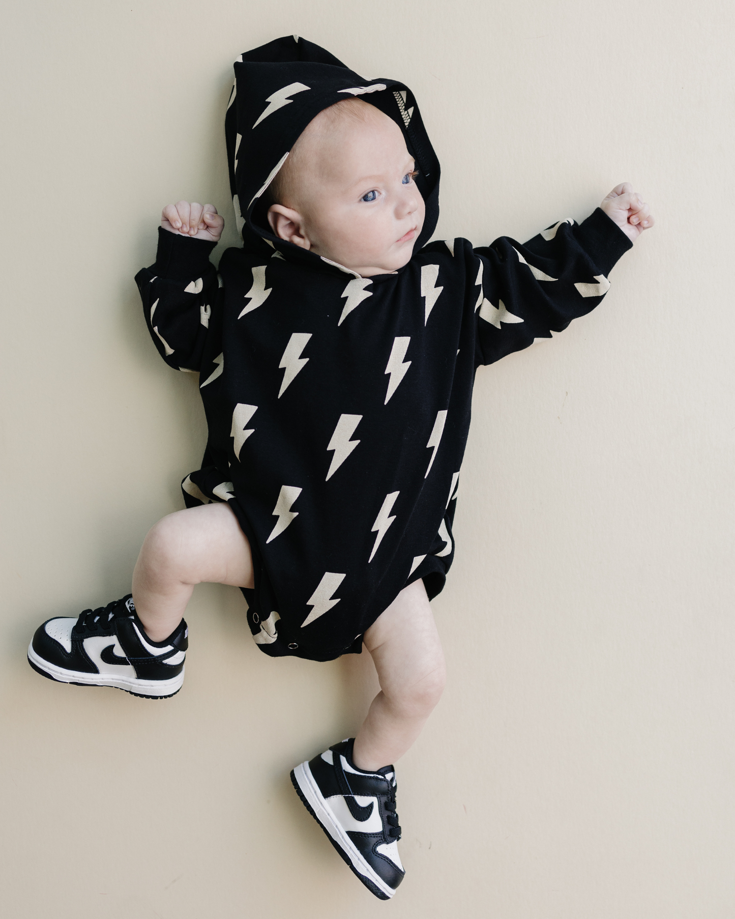 LPK Hooded Bubble Romper - Black Bolts - Atara & Co