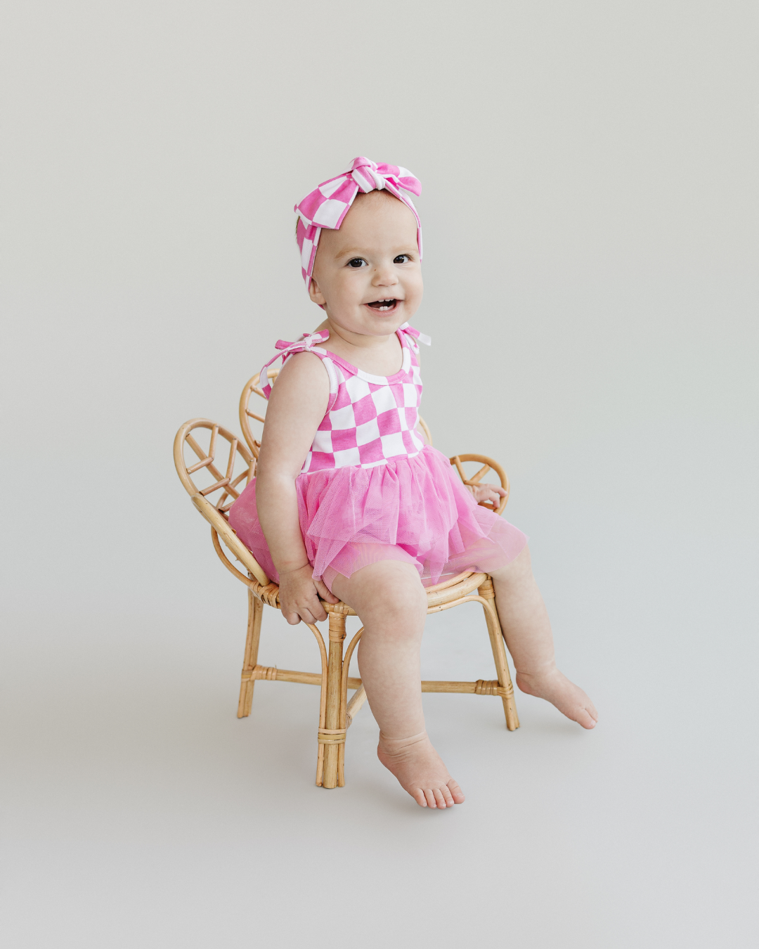 LPK Tutu Romper - Checkered Bubble Gum - Atara & Co