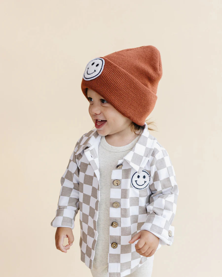 LPK Cotton Shacket - Smiley Checkered Latte