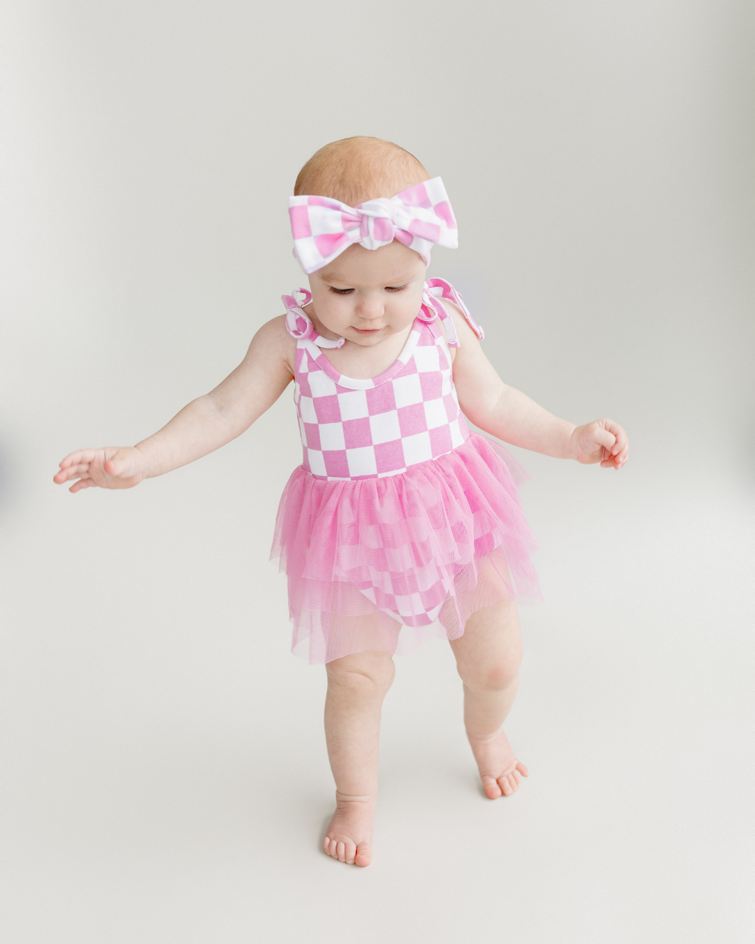 LPK Tutu Romper - Checkered Bubble Gum - Atara & Co