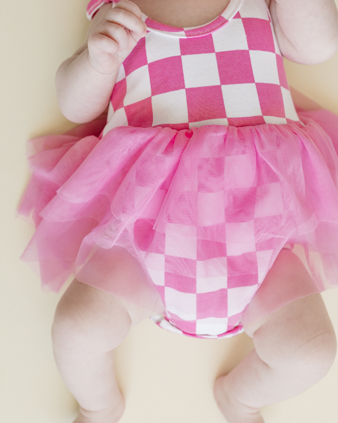 LPK Tutu Romper - Checkered Bubble Gum - Atara & Co