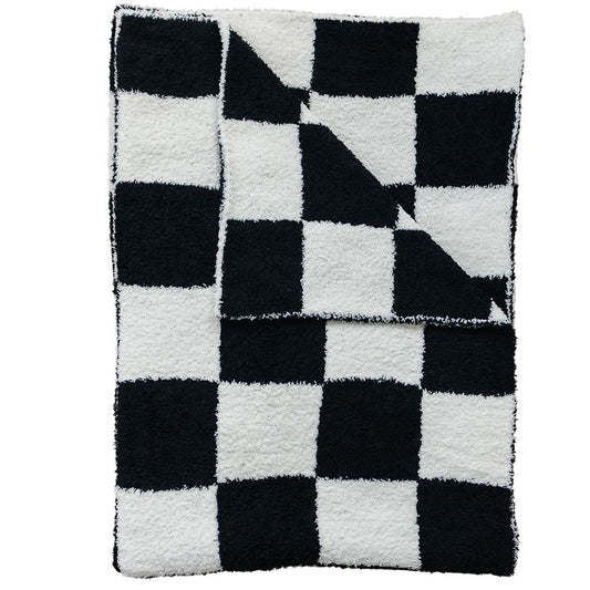 Mebie Baby Plush Blanket - Black & White Checkered