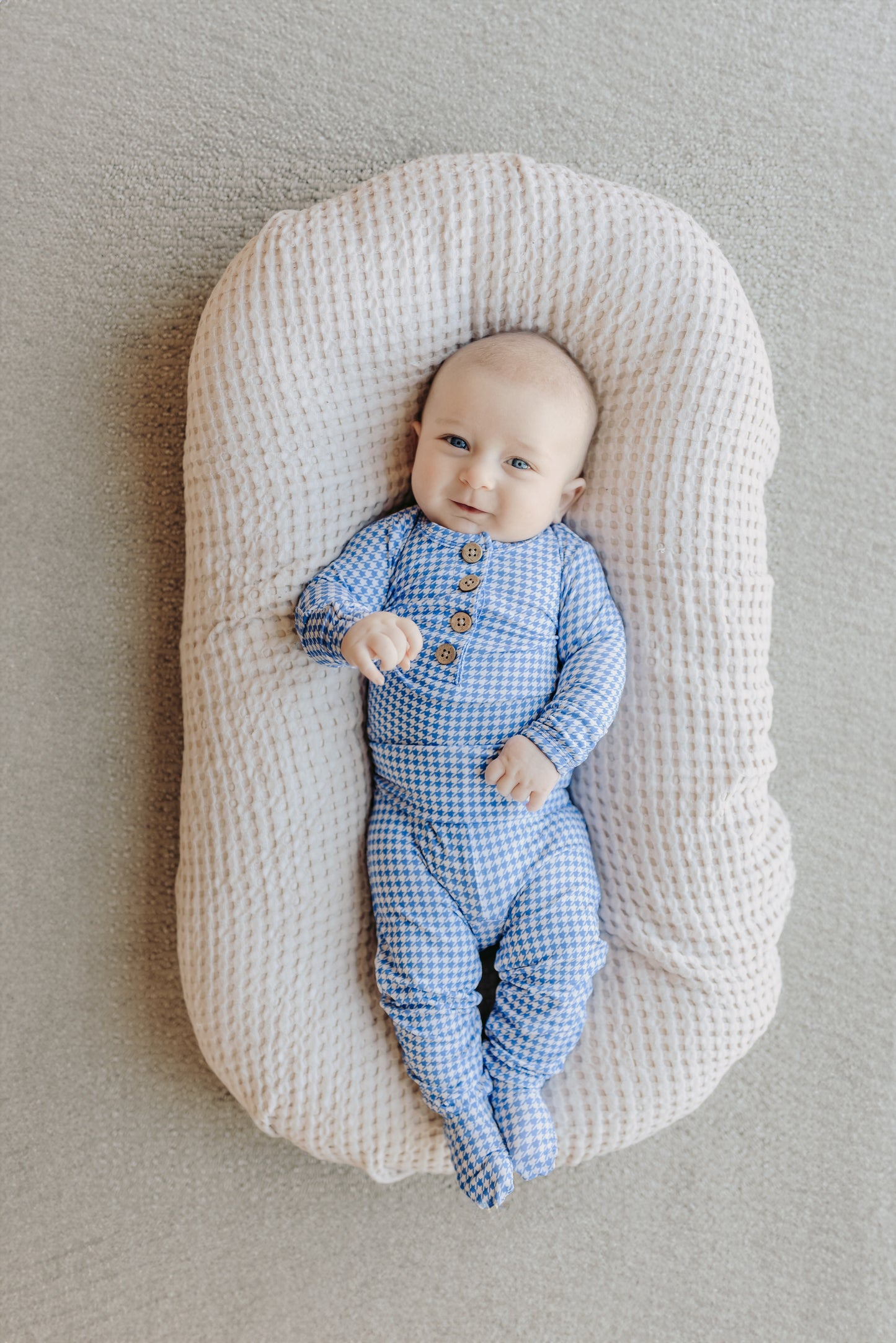 Top + Bottoms Set - Blue Houndstooth