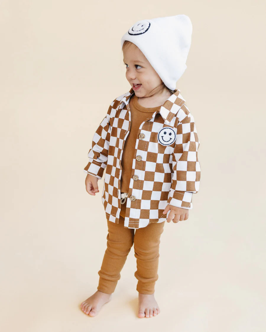 LPK Cotton Shacket - Smiley Checkered Copper