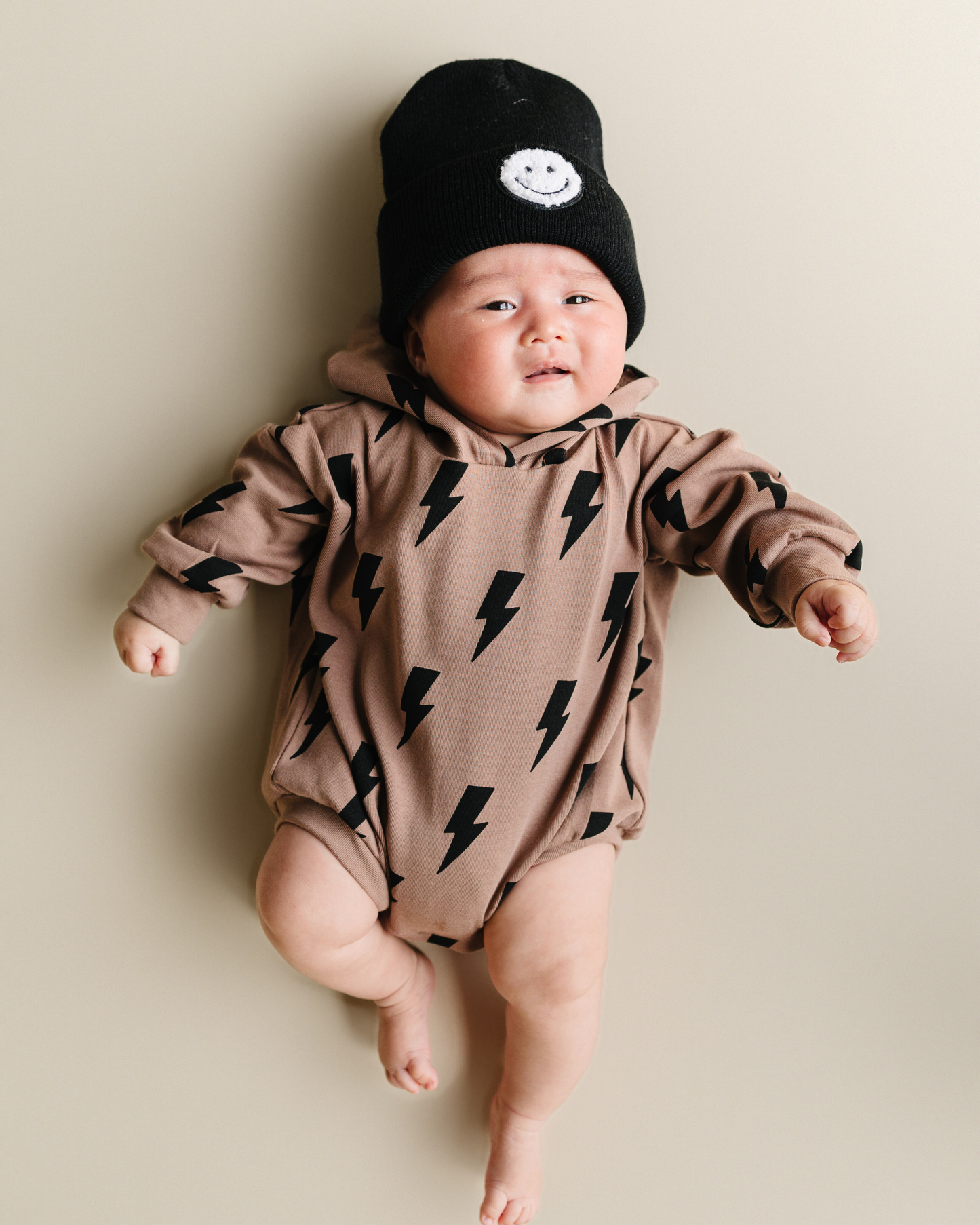 LPK Hooded Bubble Romper - Mocha Bolts