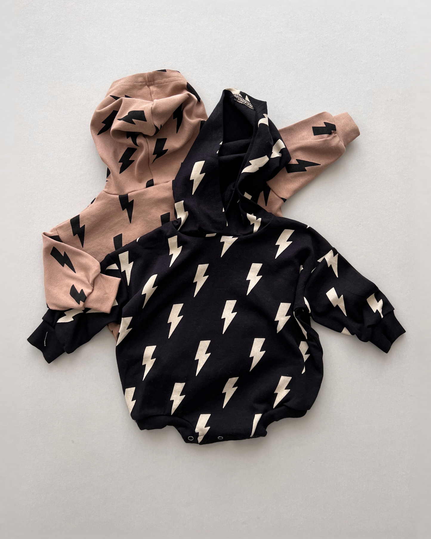 LPK Hooded Bubble Romper - Mocha Bolts