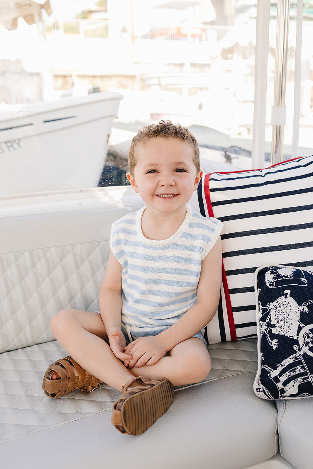 Mebie Baby Blue Stripe Short Tank Set