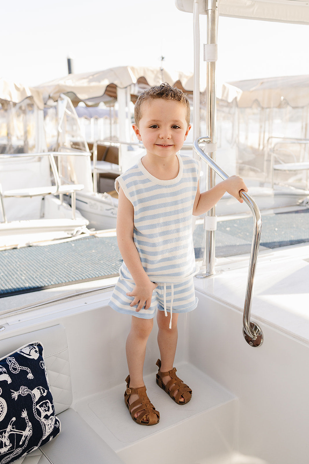 Mebie Baby Blue Stripe Short Tank Set