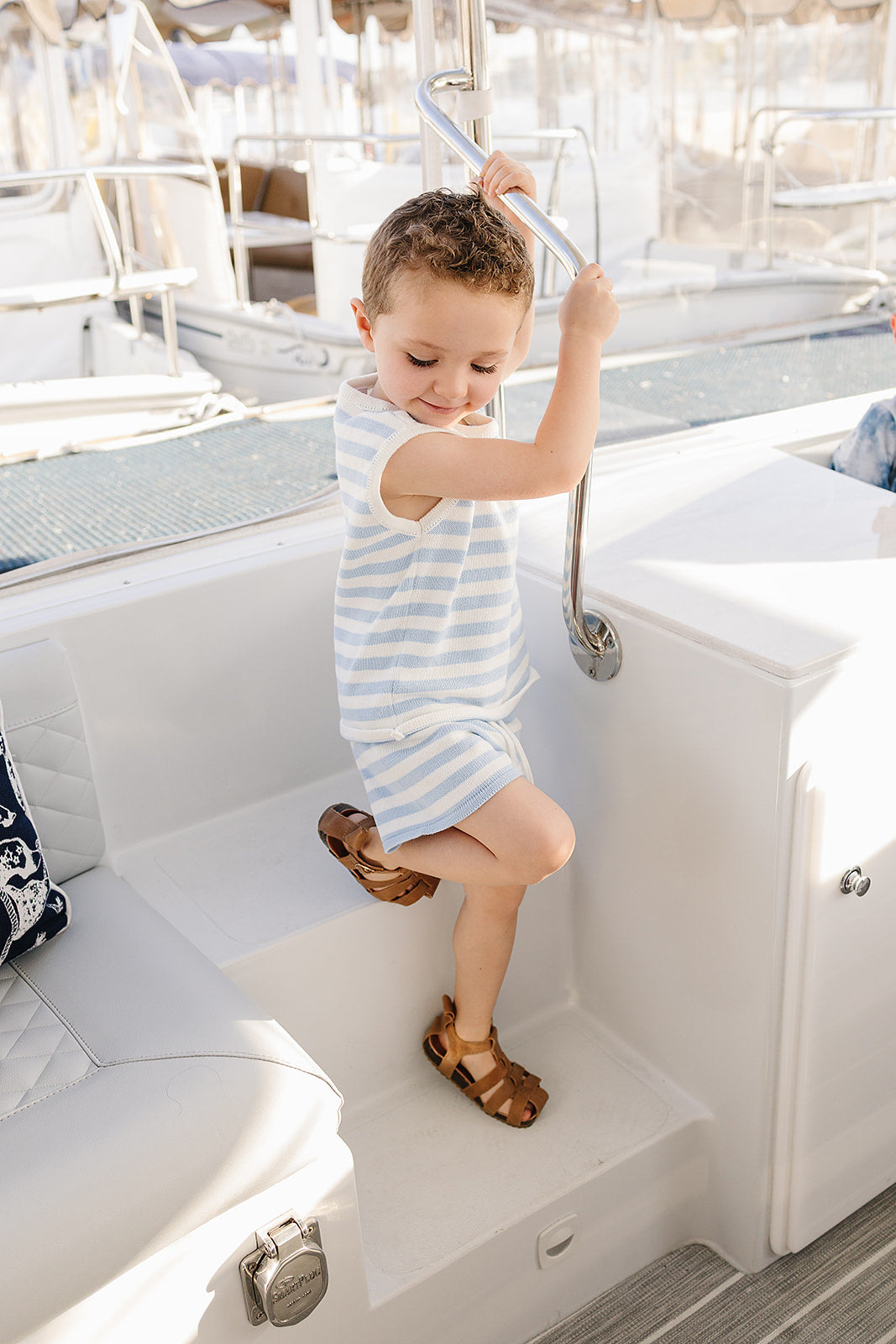 Mebie Baby Blue Stripe Short Tank Set