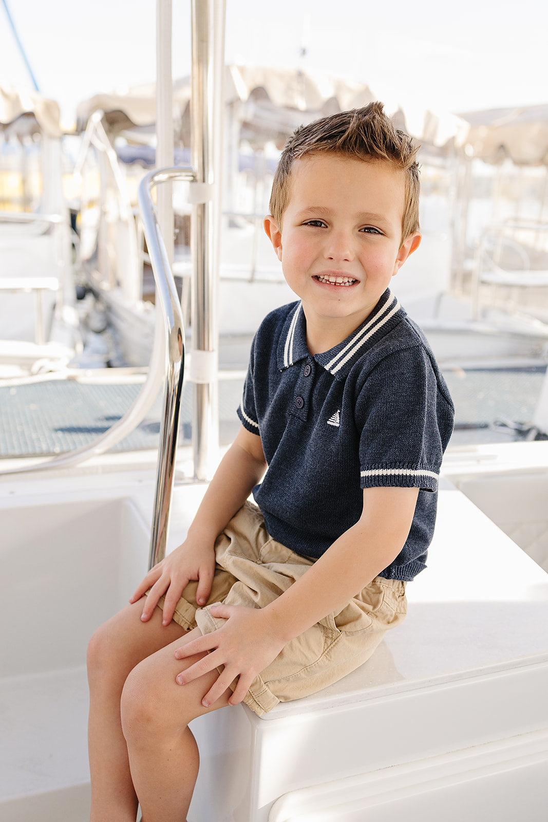 Mebie Baby Collared Sailboat Knit Shirt