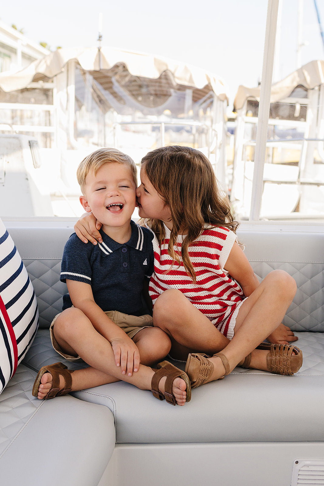 Mebie Baby Red Stripe Knit Short Tank Set
