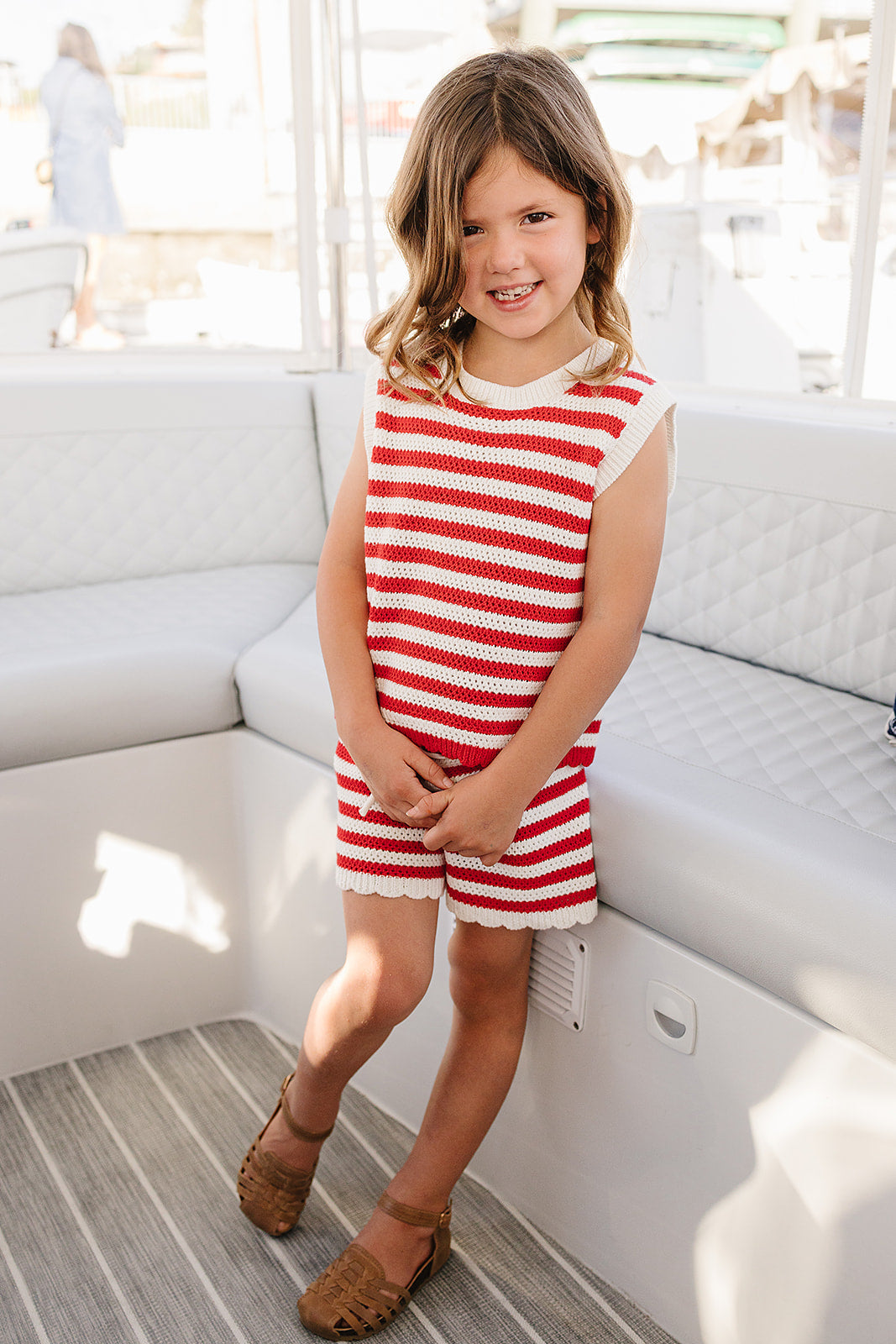 Mebie Baby Red Stripe Knit Short Tank Set