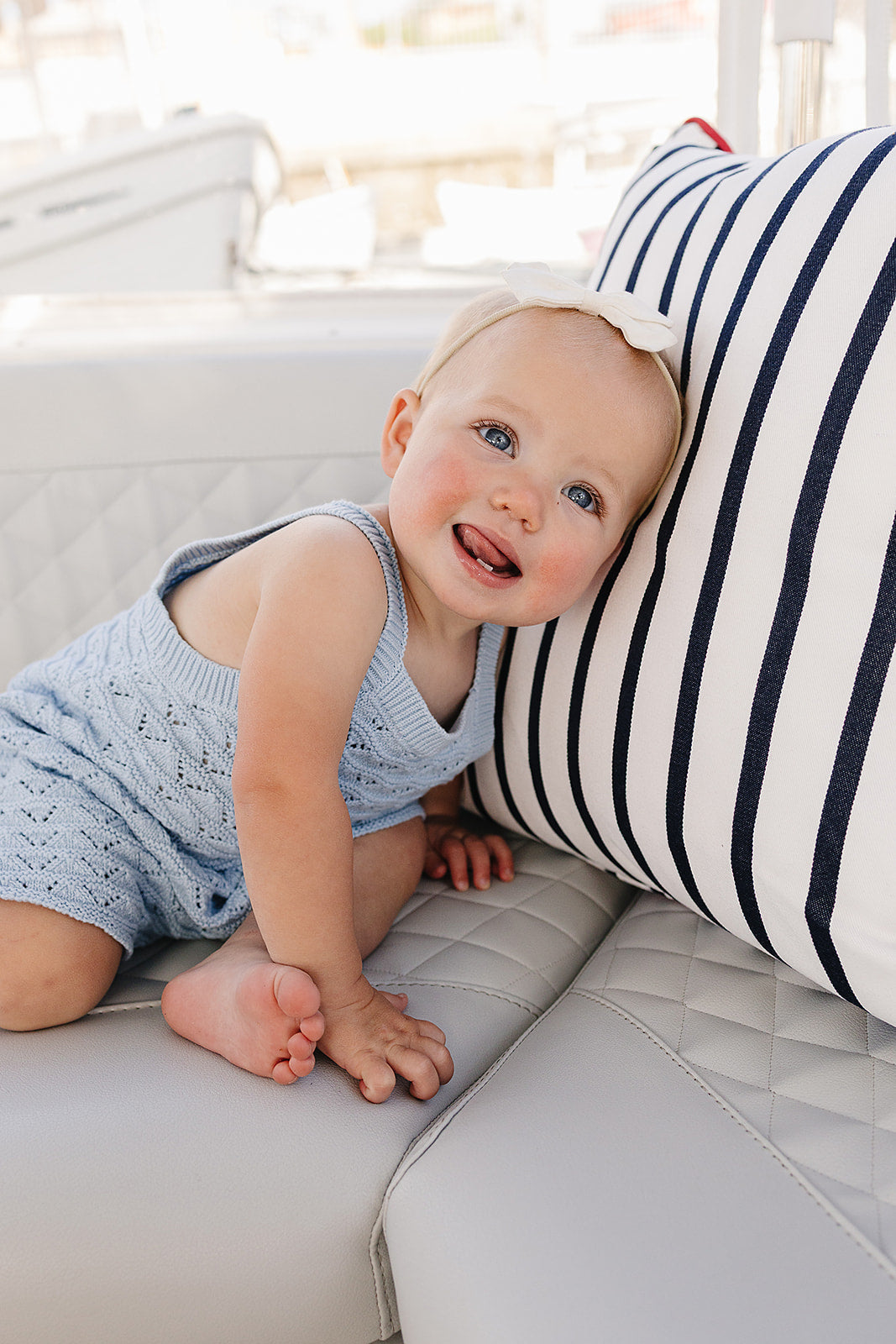Mebie Baby Blue Knit Tank Romper