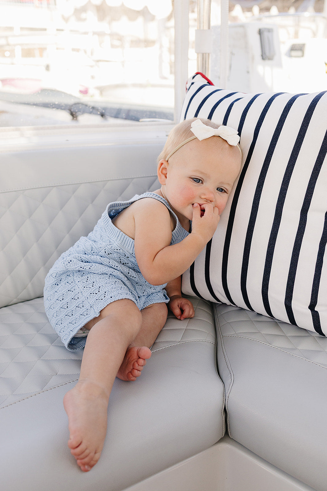 Mebie Baby Blue Knit Tank Romper